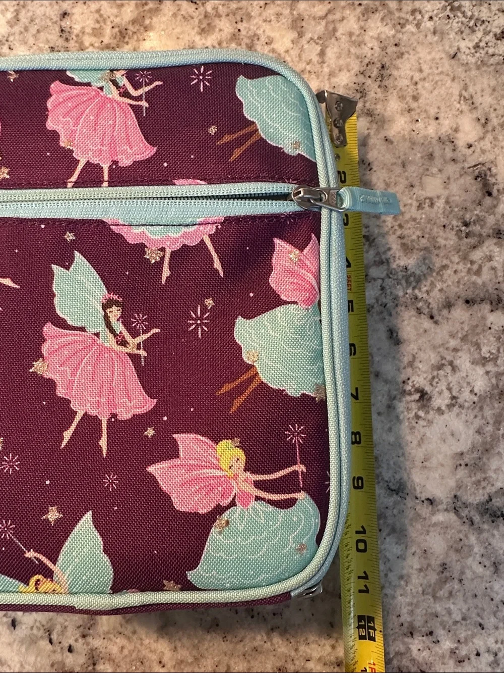 Pottery Barn Fairy Print Lunch Bag - Purple with Aqua Trim